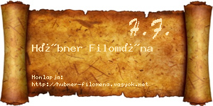 Hübner Filoména névjegykártya